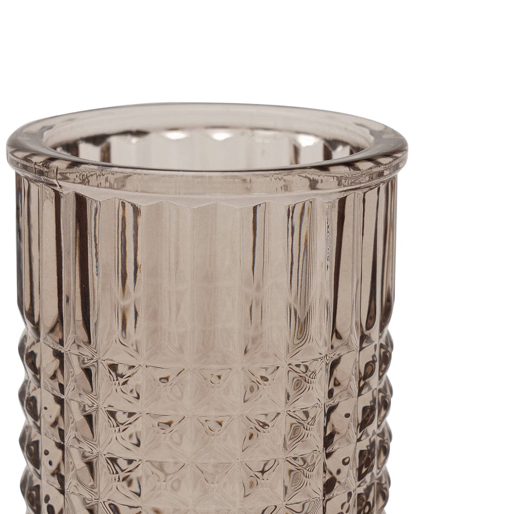 Brown Diamond Texture Glass Tooth Brush Holder