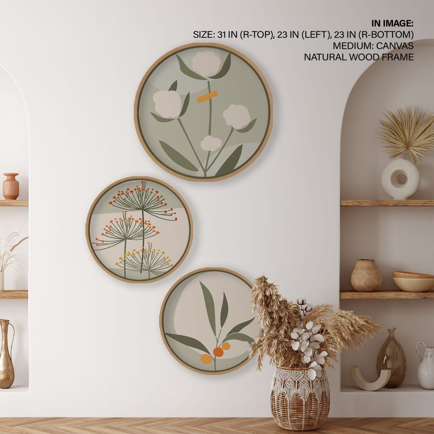 Set of 3 abstract flower and plant