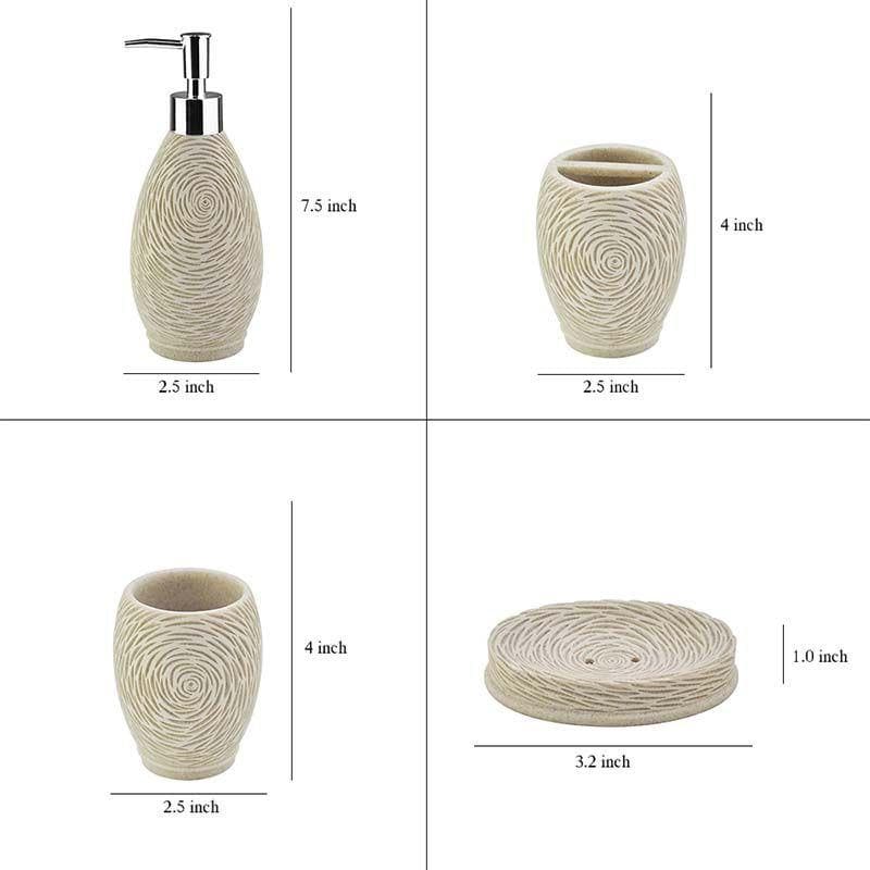 Rosewood Carved Polyresin Bathroom Set