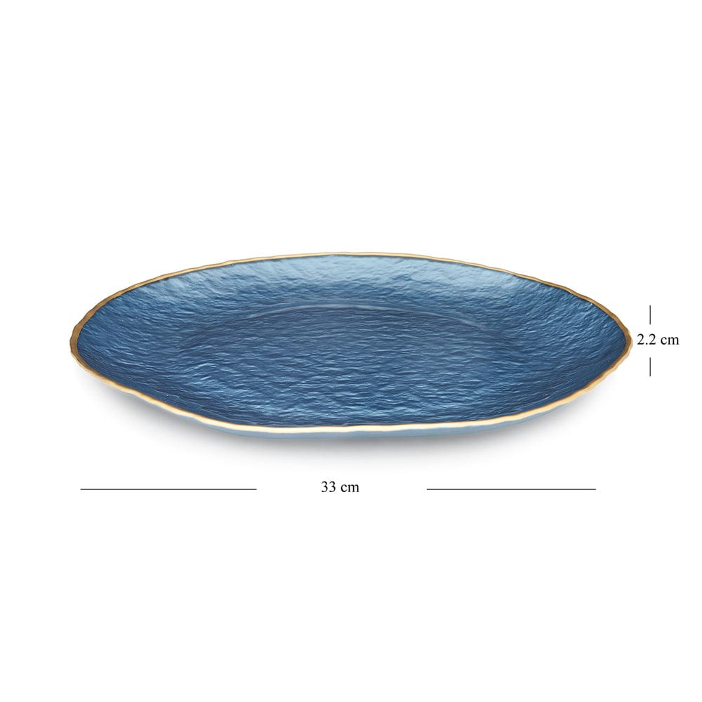 Set of 2 Blue Dune Glass Charger Plates