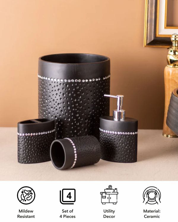 Dotted Bath Accessories Set of 4-Piece