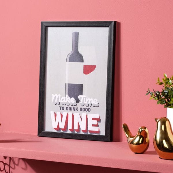 Time For Wine Framed Poster 13x9 Inch