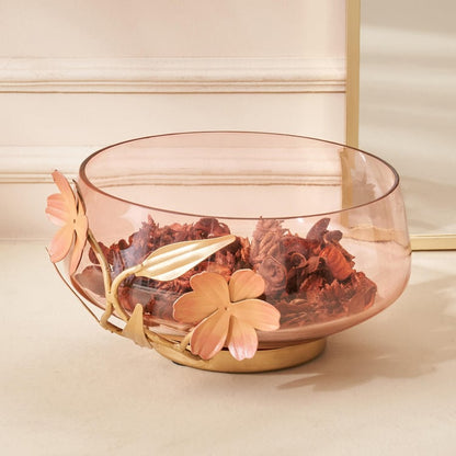Moksha Glass Floral Decorative Bowl