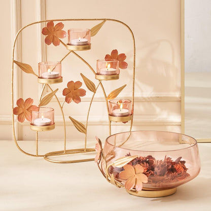 Moksha Glass Floral Decorative Bowl