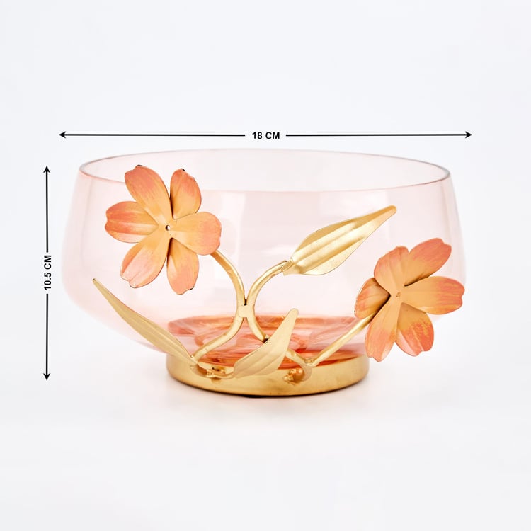 Moksha Glass Floral Decorative Bowl