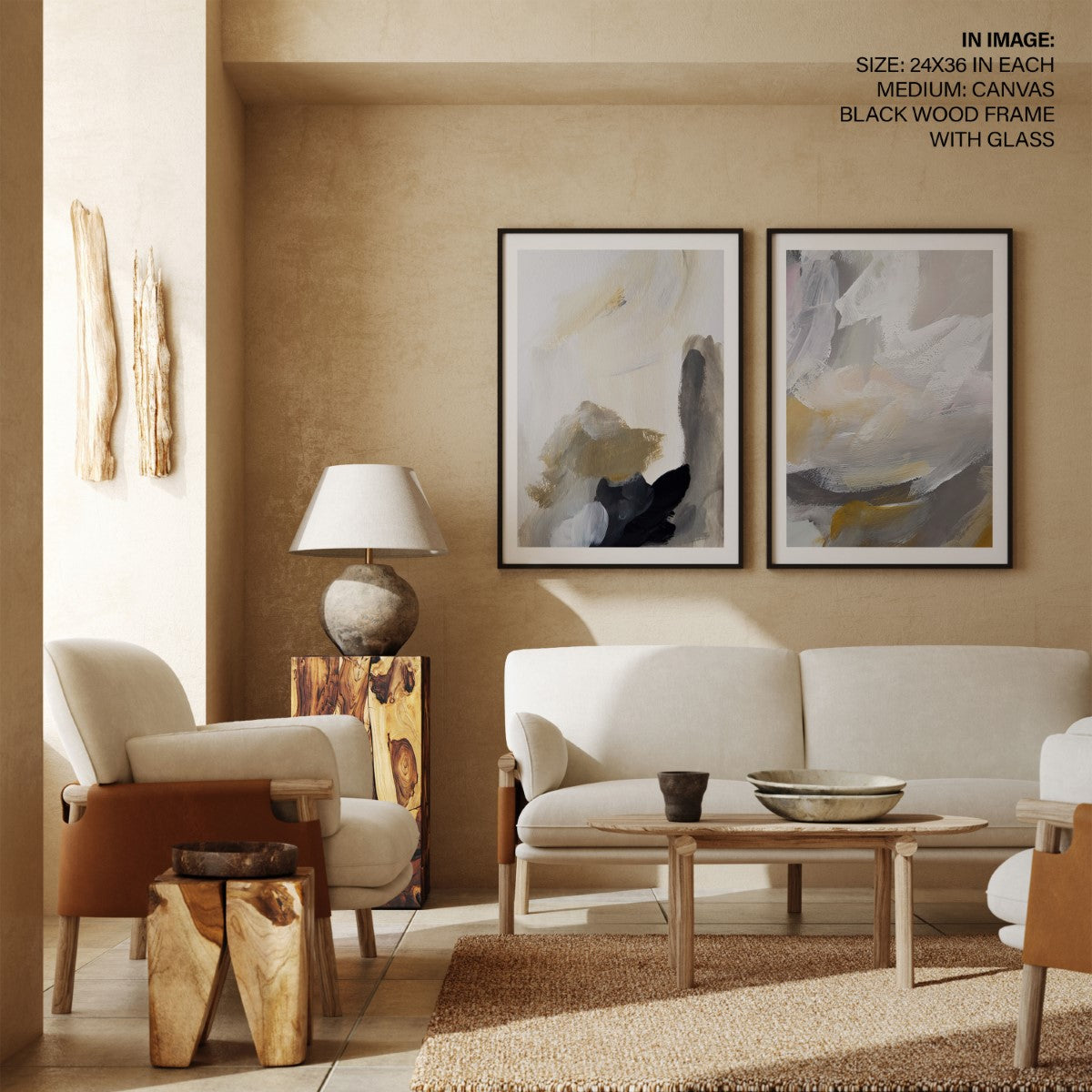 Set of 2 contemporary brushstroke