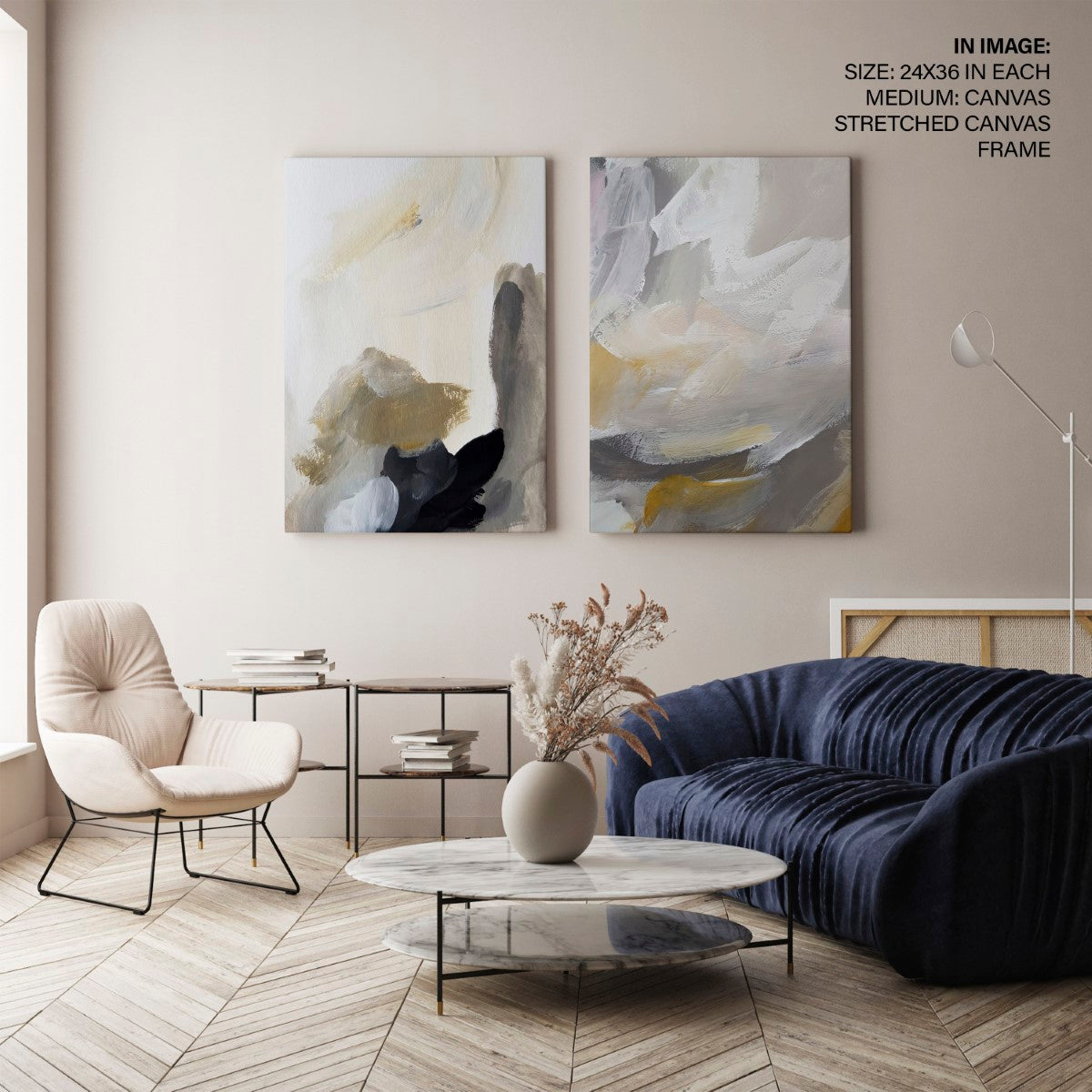 Set of 2 contemporary brushstroke