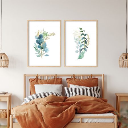 Set of 2 minimalistic watercolor plant botanical