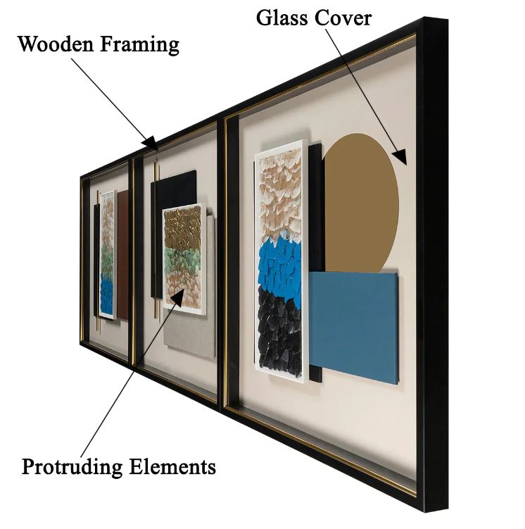 Rhythmic infusion shadow Box wall decoration showpiece center panel