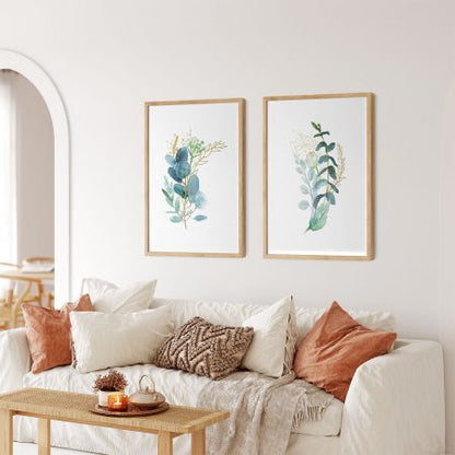 Set of 2 minimalistic watercolor plant botanical