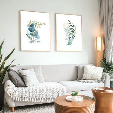 Set of 2 minimalistic watercolor plant botanical