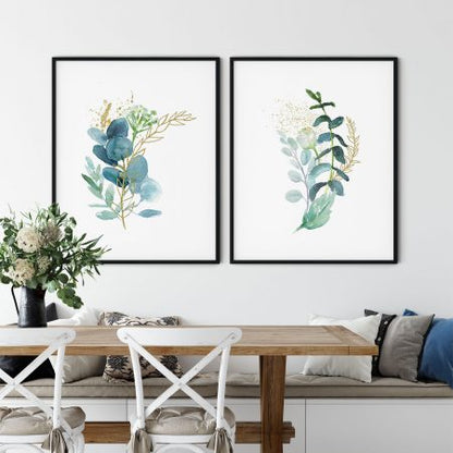 Set of 2 minimalistic watercolor plant botanical