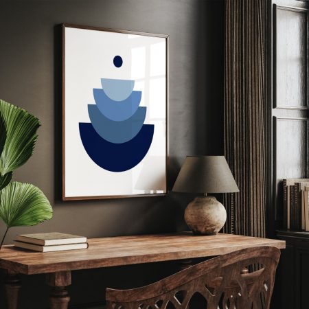 Blue minimalist geometric shapes Scandinavian