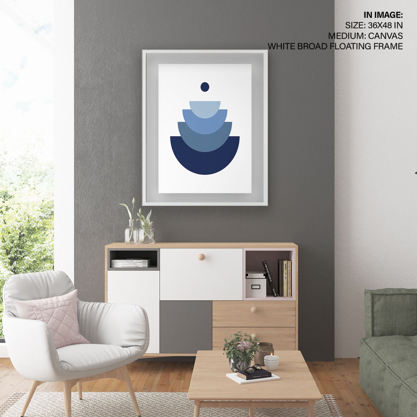 Blue minimalist geometric shapes Scandinavian
