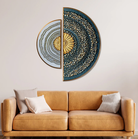 Twin Peaks Abstract Framed Crystal Glass Painting - Set of 2