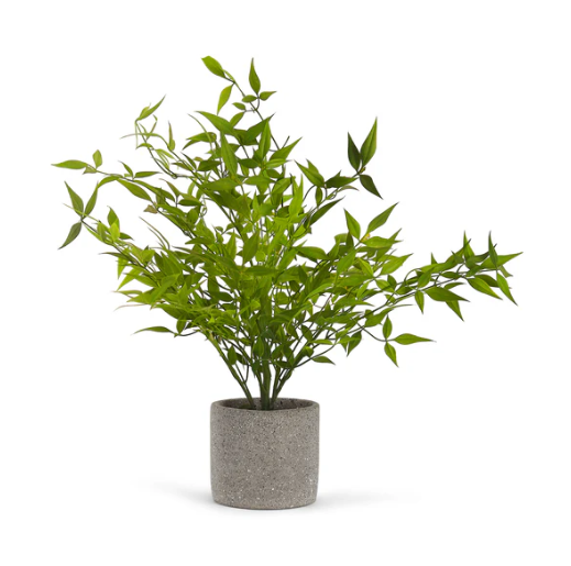 Green Faux Plant With Cement Pot