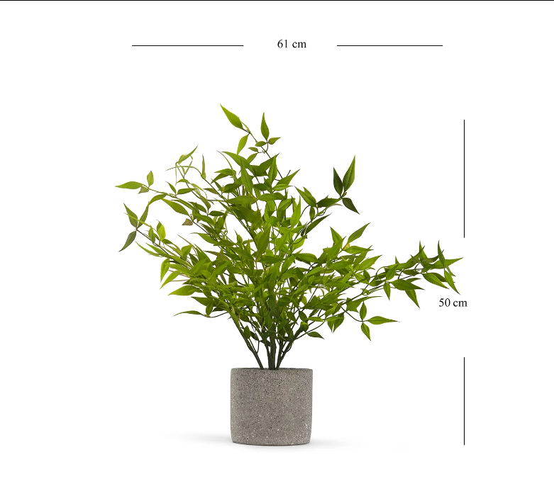 Green Faux Plant With Cement Pot