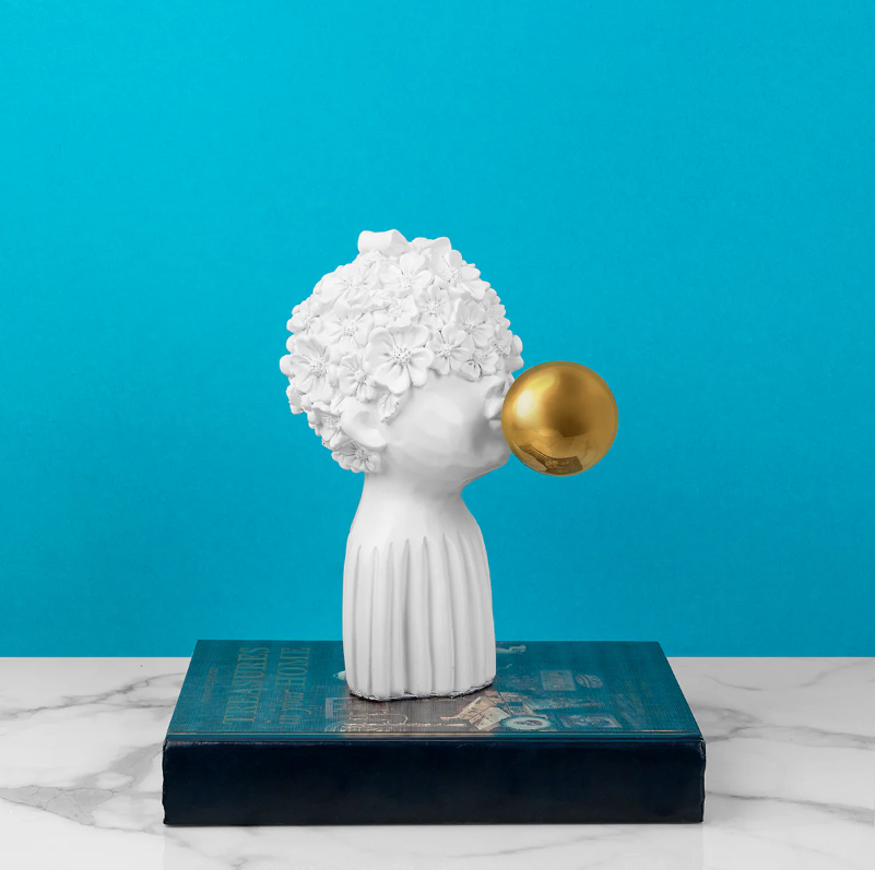 Orbital Odyssey Resin Decorative showpiece - White