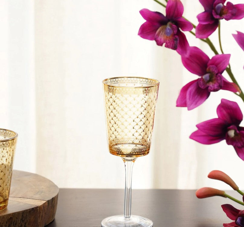 Set Of 4 Citrine Gold Wine Glass
