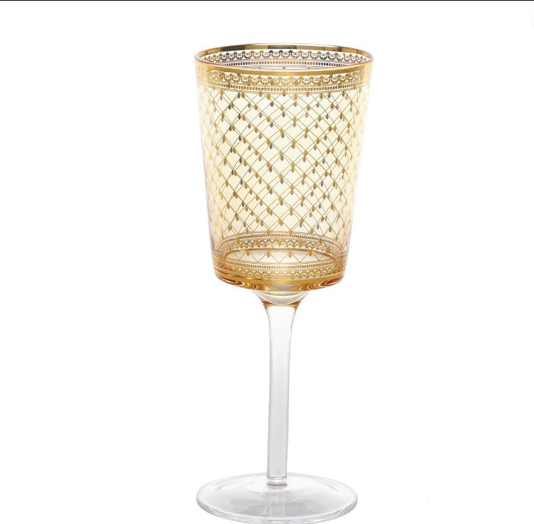 Set Of 4 Citrine Gold Wine Glass