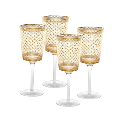 Set Of 4 Citrine Gold Wine Glass