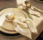Set of 4 Beige and Gold Foil Cotton Napkins