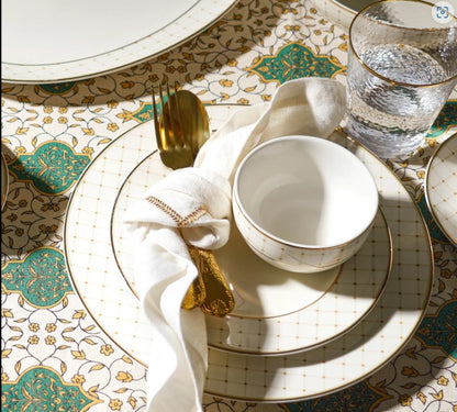 Set of 4 Beige and Gold Foil Cotton Napkins