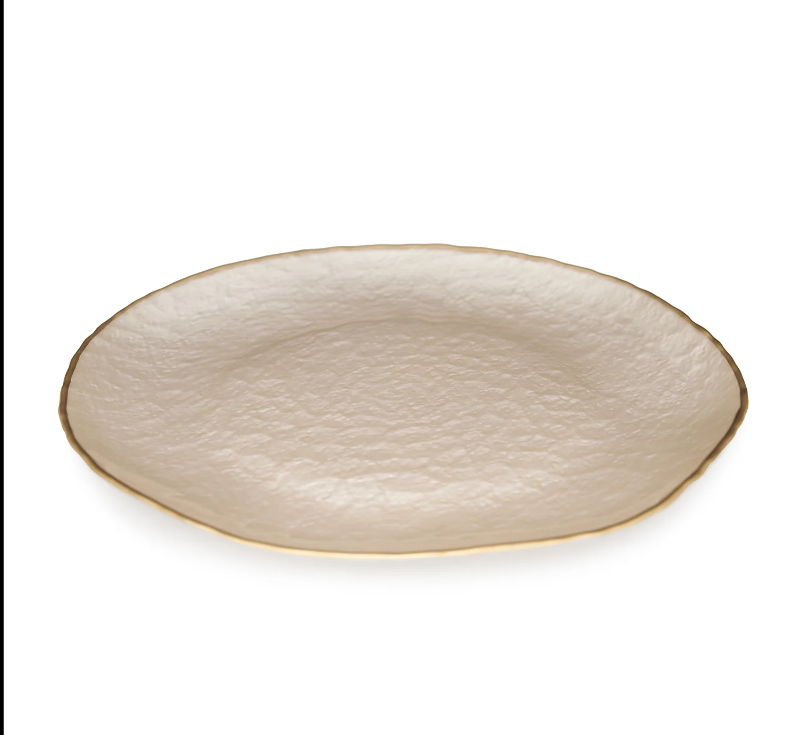 Set of 2 Beige Dune Glass Dinner Plates