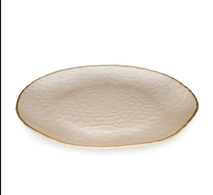 Set of 2 Beige Dune Glass Dinner Plates