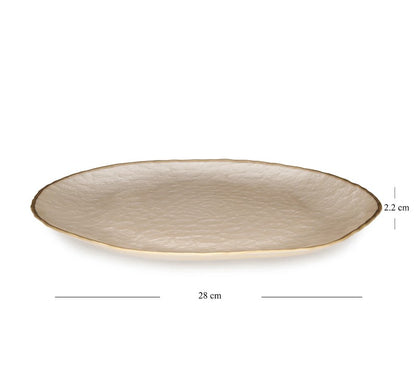 Set of 2 Beige Dune Glass Dinner Plates