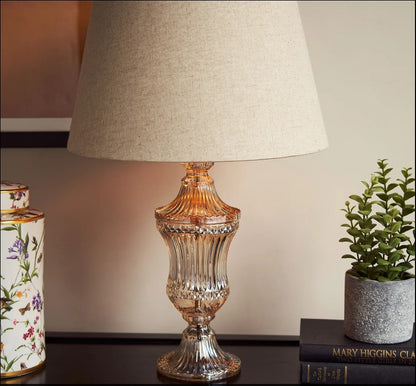 Gold Ribbed Glass Table Lamp Stand (without shade)