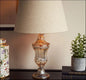 Gold Ribbed Glass Table Lamp Stand (without shade)