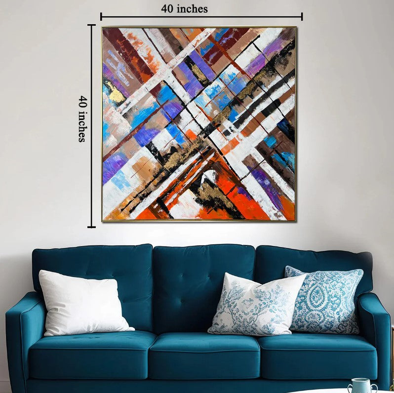 Blissful Brushstrokes Modern Art Paintings (With outer Floater Frame)