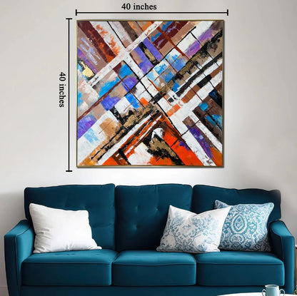 Blissful Brushstrokes Modern Art Paintings (With outer Floater Frame)