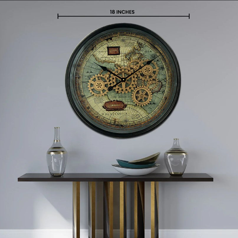 Timeless Tradition Luxury Wall Clock With Moving Gear Mechanism - Small (Steel Body)