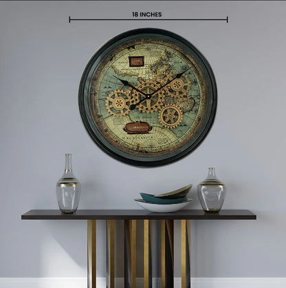Timeless Tradition Luxury Wall Clock With Moving Gear Mechanism - Small (Steel Body)