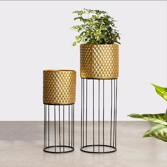 Verdant Oasis Metal Planters - Pair
