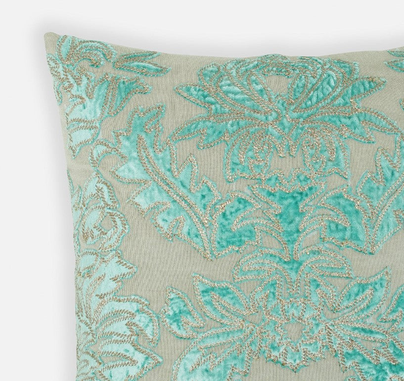 Blue Applique Work Square Cushion Cover