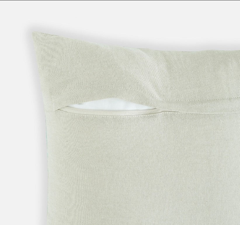 Blue Applique Work Square Cushion Cover