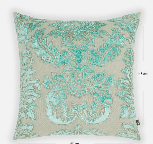 Blue Applique Work Square Cushion Cover