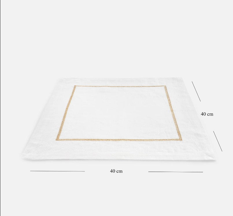 Set of 4 Beige and Gold Foil Cotton Napkins