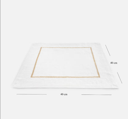 Set of 4 Beige and Gold Foil Cotton Napkins
