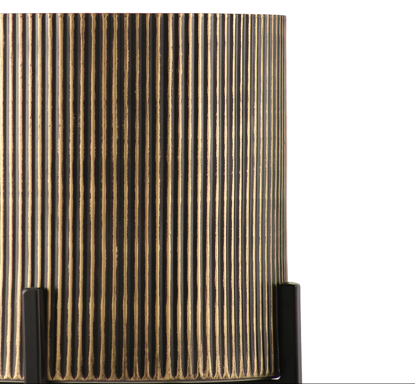 Black Iron Ribbed Planter With Stand Medium