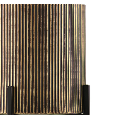 Black Iron Ribbed Planter With Stand Medium