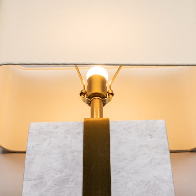 Just A Memory (Extra Large, White, Gold) Marble Table Lamp