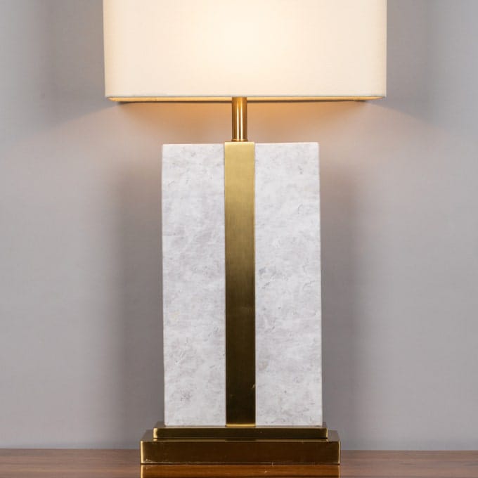 Just A Memory (Extra Large, White, Gold) Marble Table Lamp