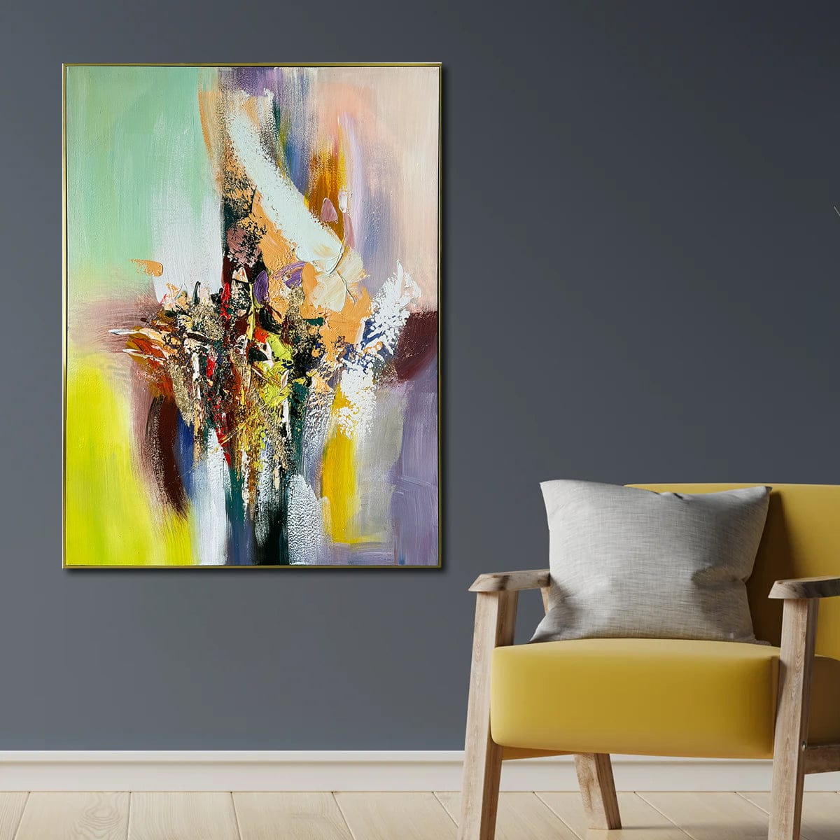 Reverie in Blossom Handpainted Wall Painting (With outer Floater Frame)