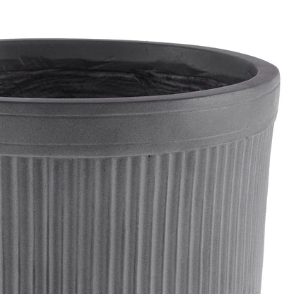 Grey Vertical Ribbed Polyfibre Clay Pot Medium