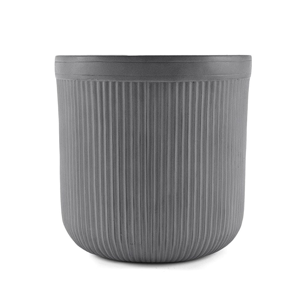 Grey Vertical Ribbed Polyfibre Clay Pot Medium
