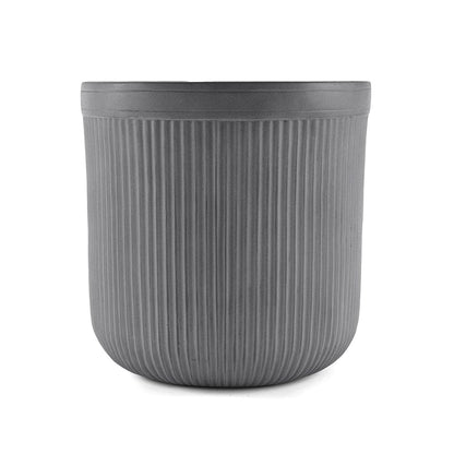 Grey Vertical Ribbed Polyfibre Clay Pot Medium